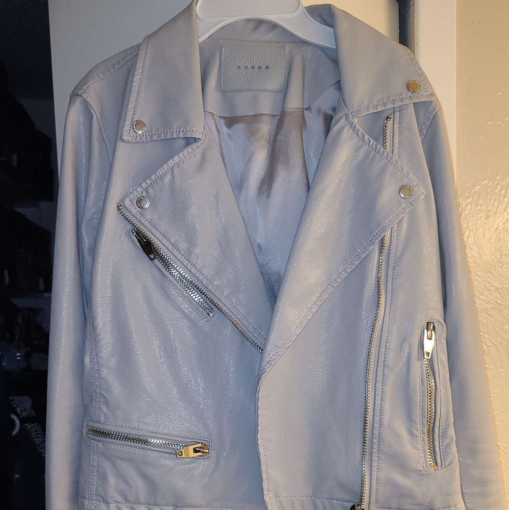 Blank NYC Grey Leather Moto Jacket